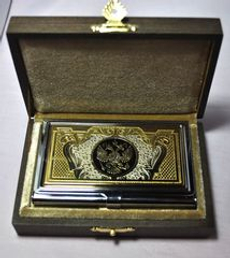 Визитница сувенирная "Герб РФ" №8 (Златоуст) в футляре