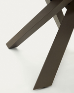 Vashti Круглый раздвижной стол из керамики и стали с коричневой отделкой Ø 120(160) см