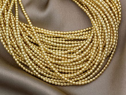 Нить гематитовых бусин 2,4мм, Light Gold