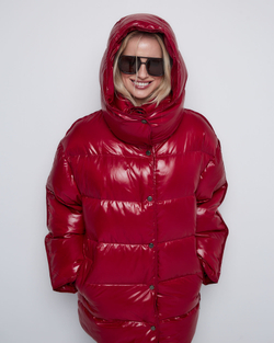 Пуховик со съемным капюшоном из нейлона Монклер вишня