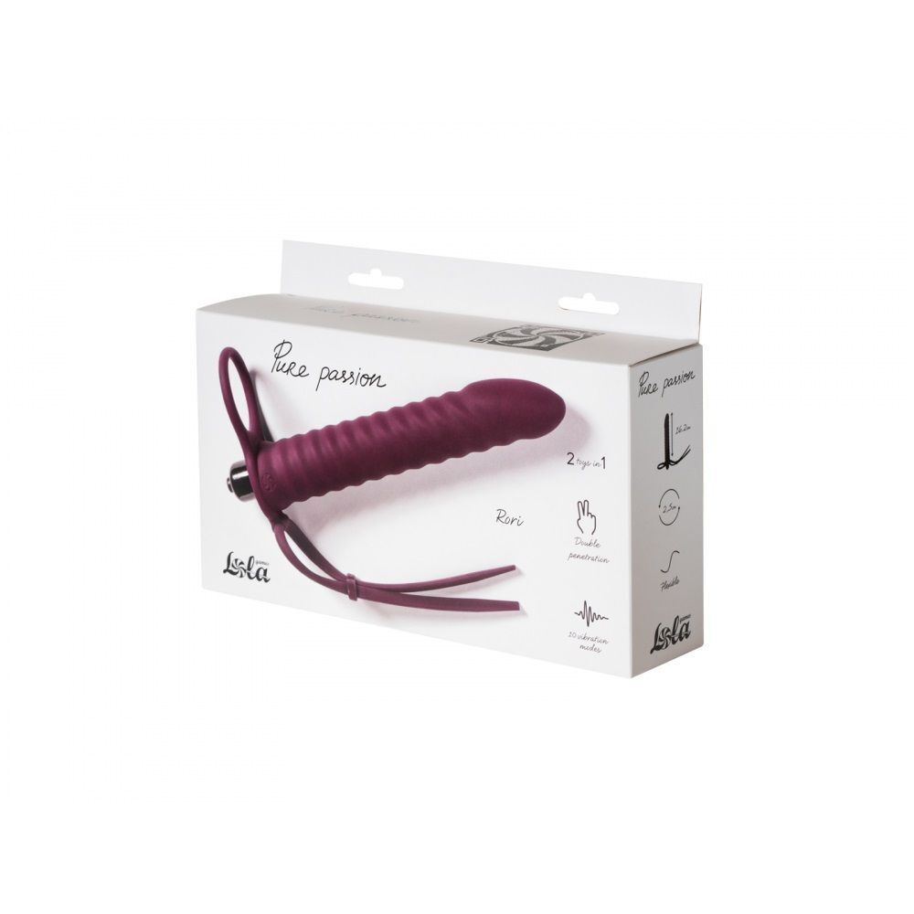 Бордовая вибронасадка для двойного проникновения Rori - 17 см.