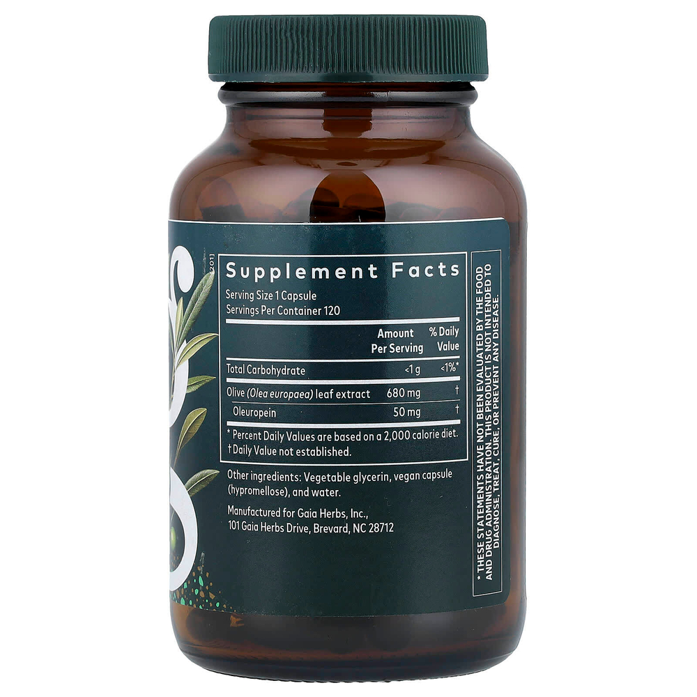 Gaia Herbs, лист оливкового дерева, 120 капсул Phyto-Caps®