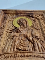 Освященная Икона Семистрельной Богородицы резная из дуба