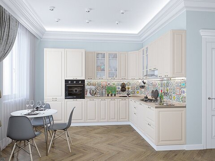 Угловая модульная кухня Ницца-04 Агат - Белый 2340*3200/2700*600