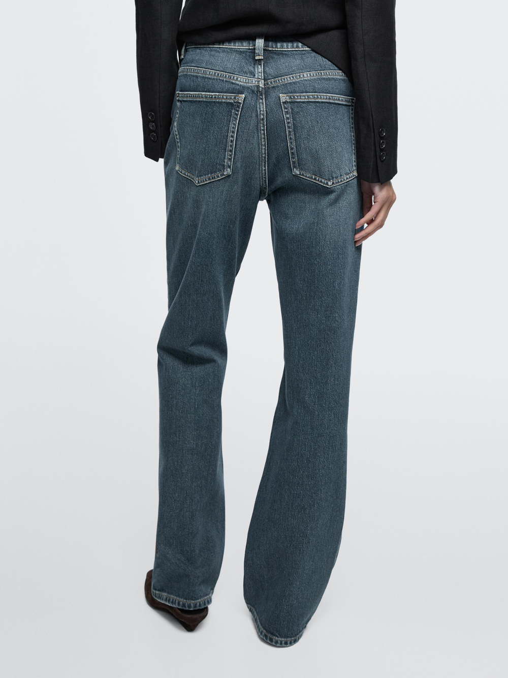 Massimo Dutti Джинсы с высокой талией и расклешенными штанинами, средне-синий