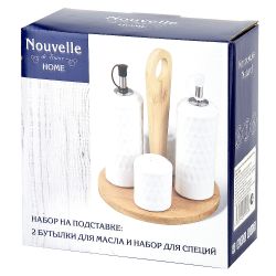 Набор для специй солонка/ перечница/ 2 бутылки для масла " " 17,5*17,5*20см. v=200мл.