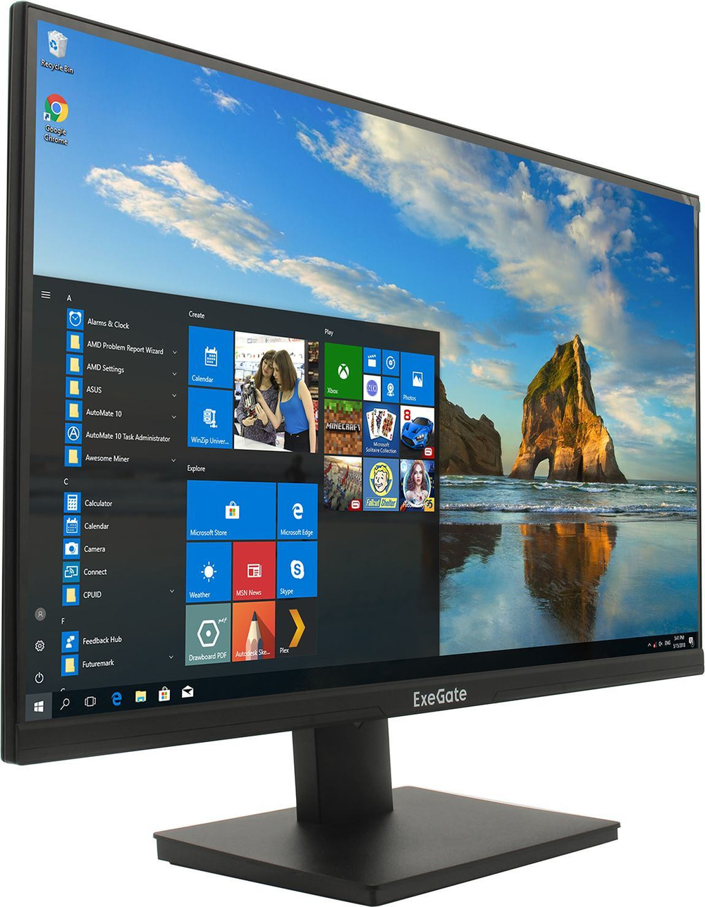 ЖК-монитор 27" ЖК монитор ExeGate Combat EG2707C с поворотом экрана (LCD, 1920x1080, HDMI, DP) &lt;EX296975RUS&gt;