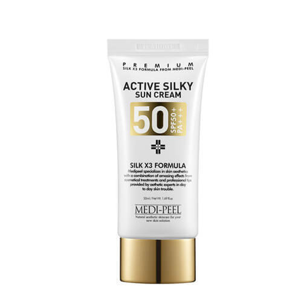 Солнцезащитный крем с комплексом пептидов и шёлка MEDI-PEEL Active Silky Sun Cream SPF50+PA+++