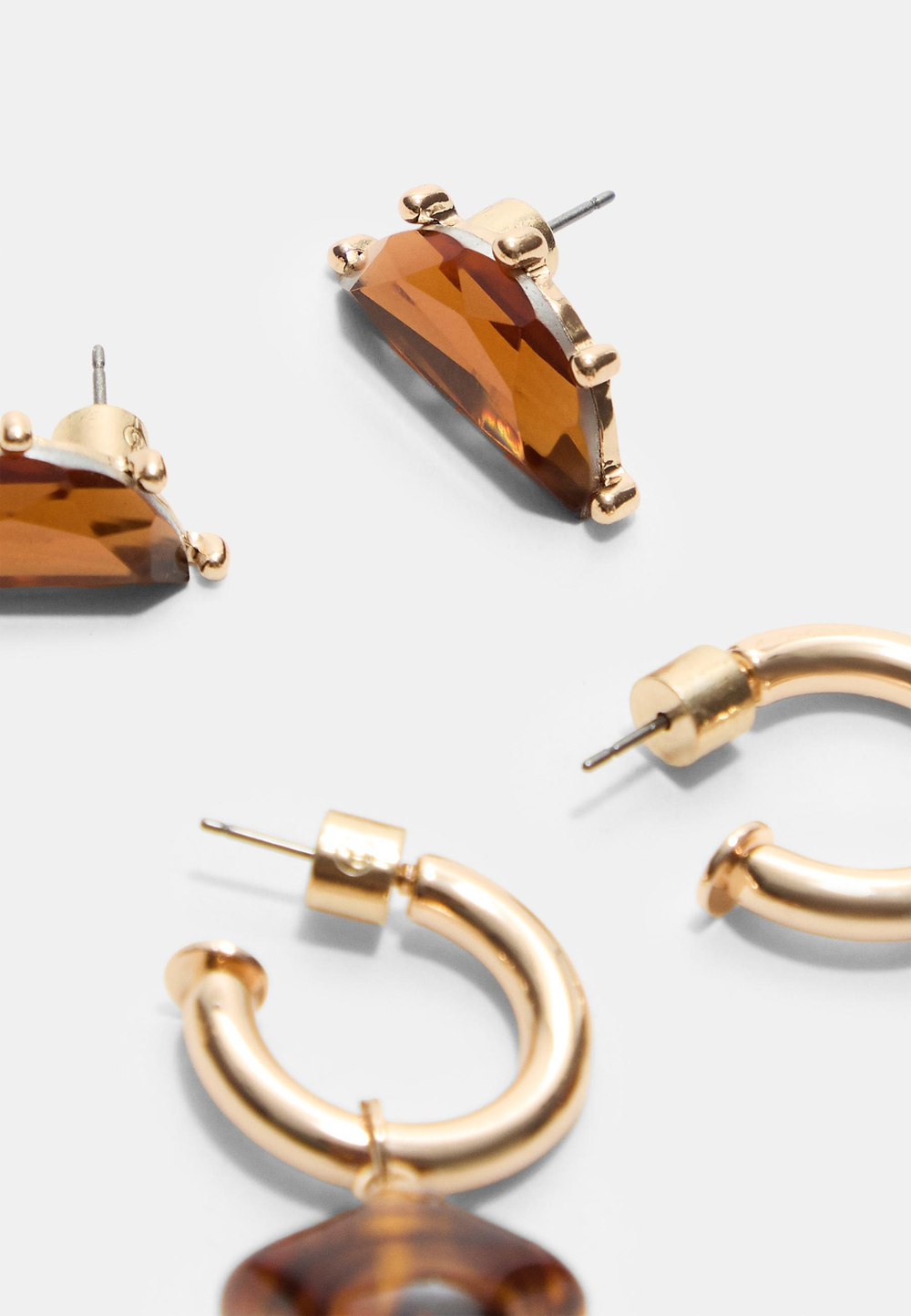 STRADIVARIUS Набор из 3 пар сережек-звезд, золотой