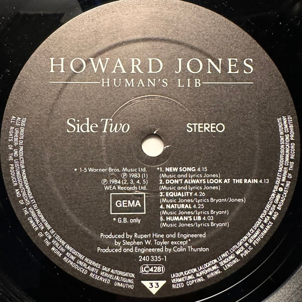 Howard Jones - Human's Lib (Германия 1984г.)