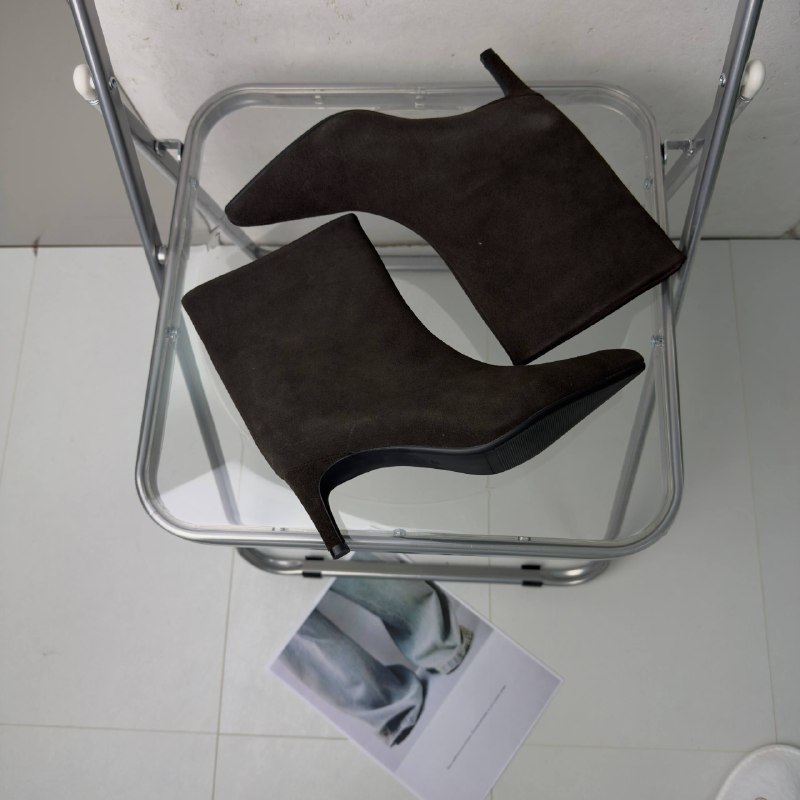 Ботильоны женские натуральная кожа артикул 8073-29 цвет "тёмно-коричневый"