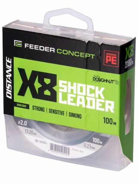 Шок-лидер плетёный Feeder Concept Flat Method х8 SHOCK LEADER Dark Gray 100/023