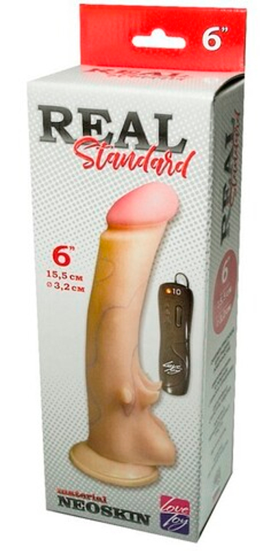 Вибратор-реалистик с выносным пультом с шипами Real Standard ( 21 см ) (Цвет: телесный)