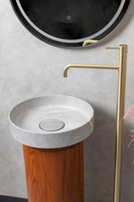Boheme Раковина накладная Corian 400*130 Amani Grigio + Пьедестал для раковины Corian 300*720 Red Wood