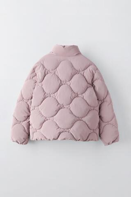 ZARA СТЕГАНАЯ КУРТКА ИЗ ПРОРЕЗИНЕННОЙ ТКАНИ, ЦВЕТ РОЗОВОГО ДЕРЕВА