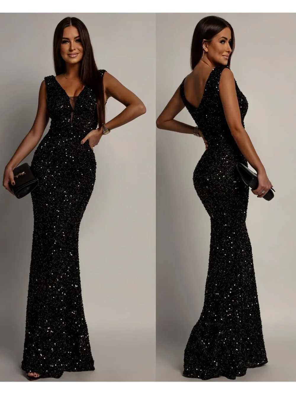черное элегантное макси платье + plus size