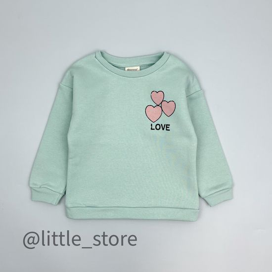 Свитшот из футера(с начесом) "Сердечки", Оливка