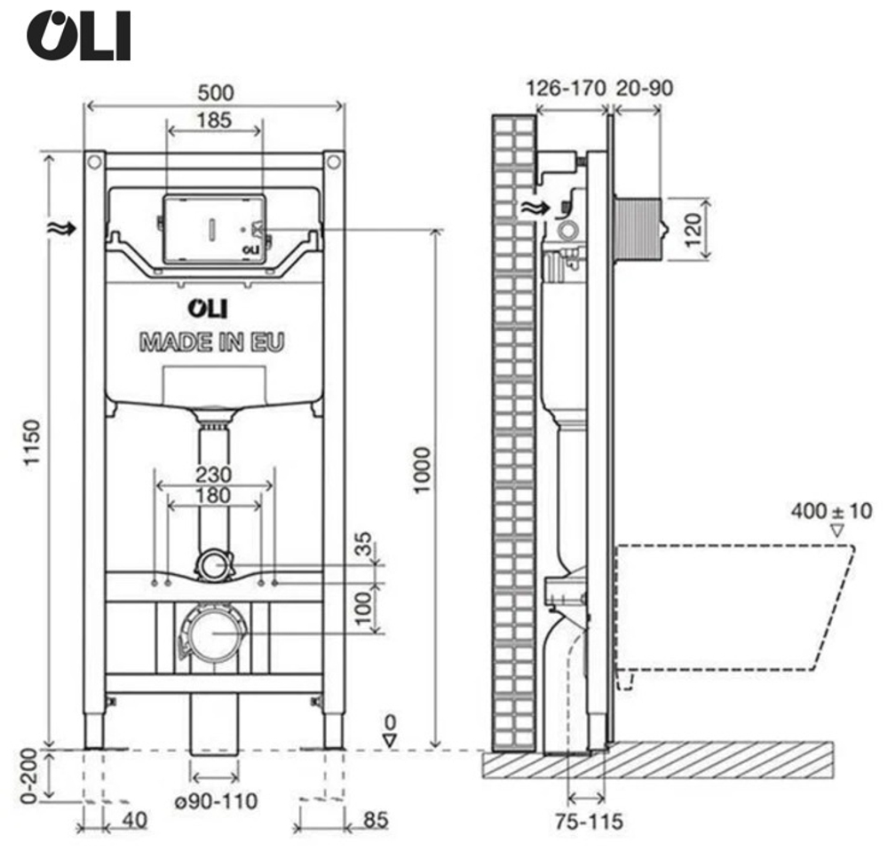 Инсталляция OLI 120 ECO Sanitarblock mechanic (0500*1150*0126)