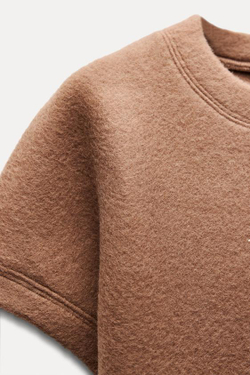 ZARA ТОП ИЗ МЯГКОЙ ТКАНИ, СЕРОВАТО-КОРИЧНЕВЫЙ