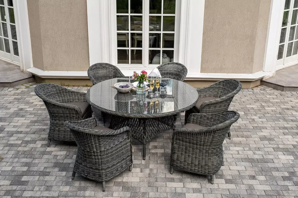 "Эспрессо–150 R" обеденная группа плетеная, цвет графит