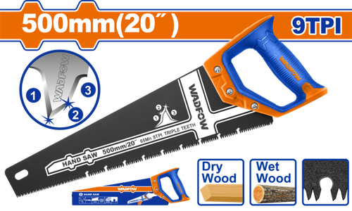 Ножовка по дереву 500 мм 9TPI (6/24) WADFOW WHW1G20