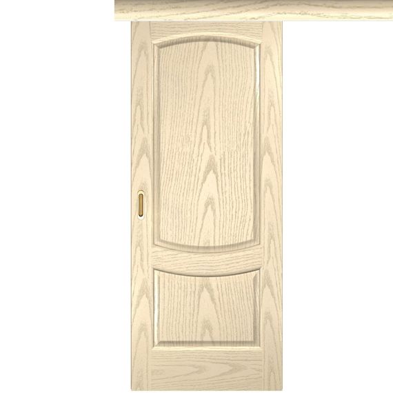 Фото одностворчатой двери купе Лаура 2 дуб слоновая кость без стекла