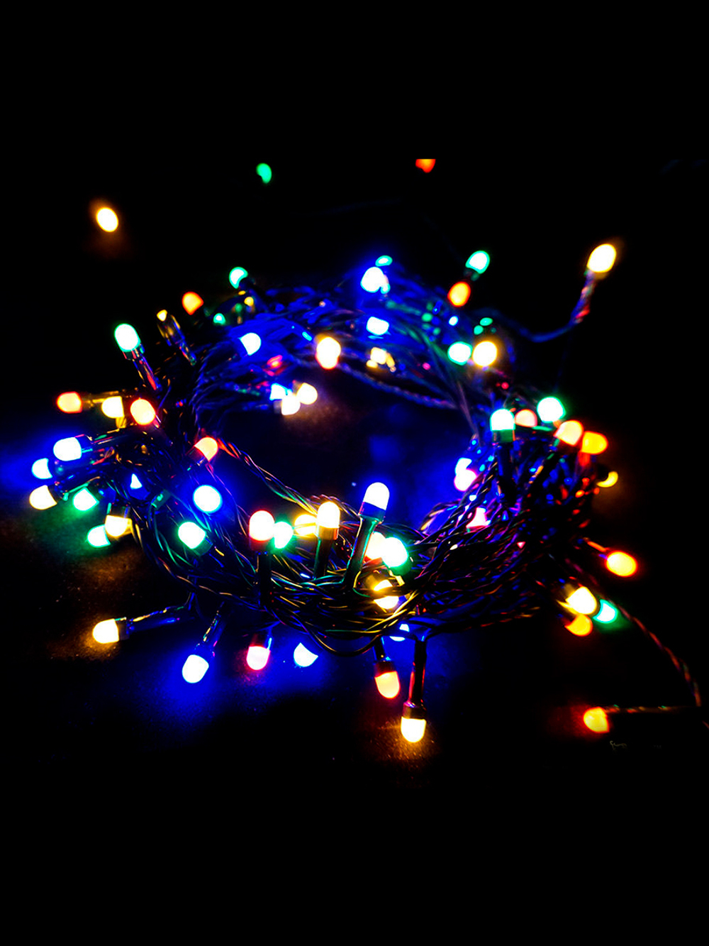 Гирлянда светодиодная "КОЛПАЧОК 8мм",100LED, мультицв, 10м+5м своб.каб,8 реж, зел пров,IP44,31V адап MAG-G064-100