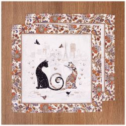 НАБОР САЛФЕТКИ "ПАРИЖСКИЕ КОТЫ" 2 ШТ 40*40 ТВИЛЛ