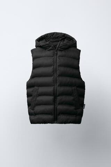 ZARA УЛЬТРАЛЕГКИЙ ВОДООТТАЛКИВАЮЩИЙ ЖИЛЕТ, ЧЕРНЫЙ