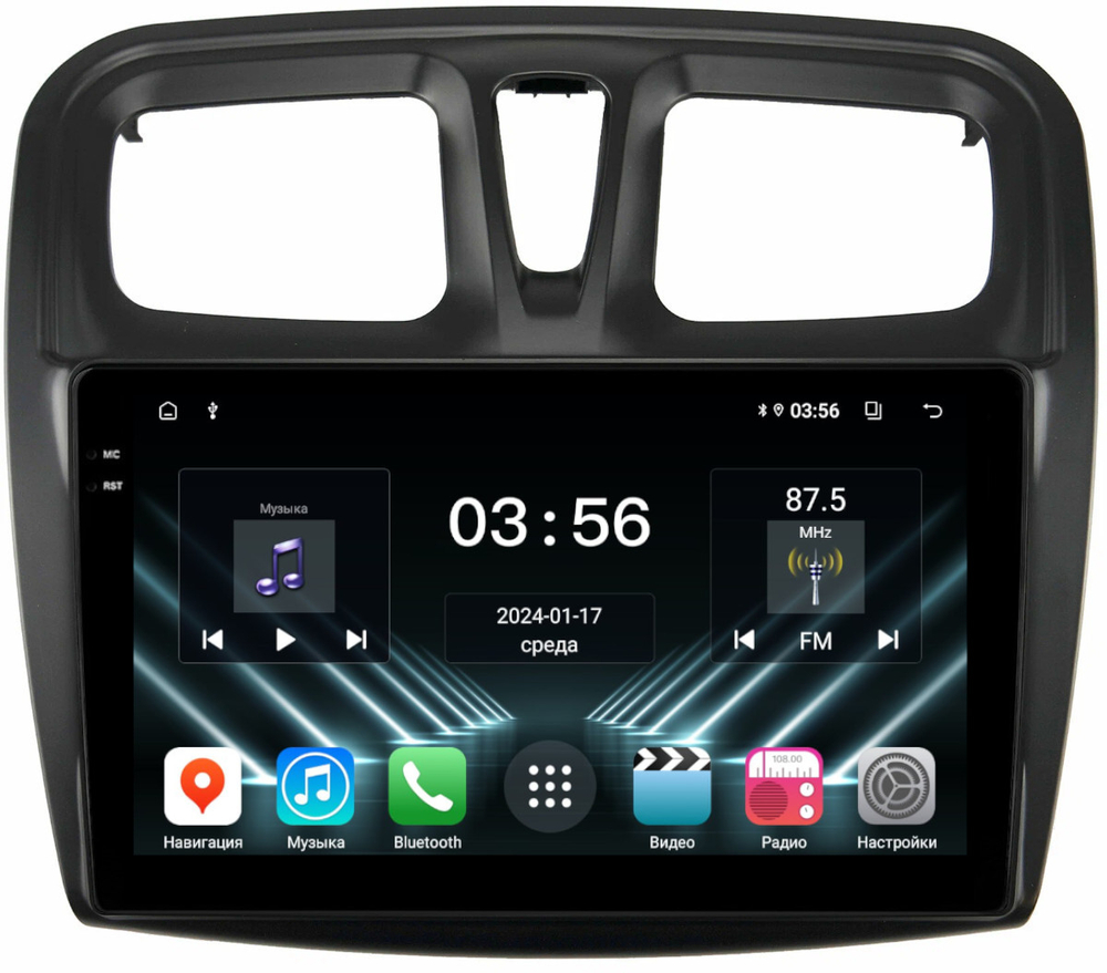 Магнитола для Renault Logan 2, Sandero 2 2014+ - FarCar DX3051M монитор 10.36" IPS на Android 13, 4+64Гб, CarPlay