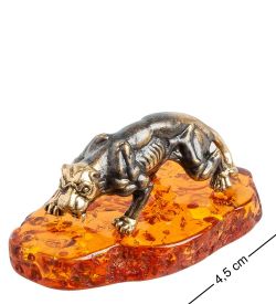 AM- 973 Фигурка «Гепард» (латунь, янтарь)