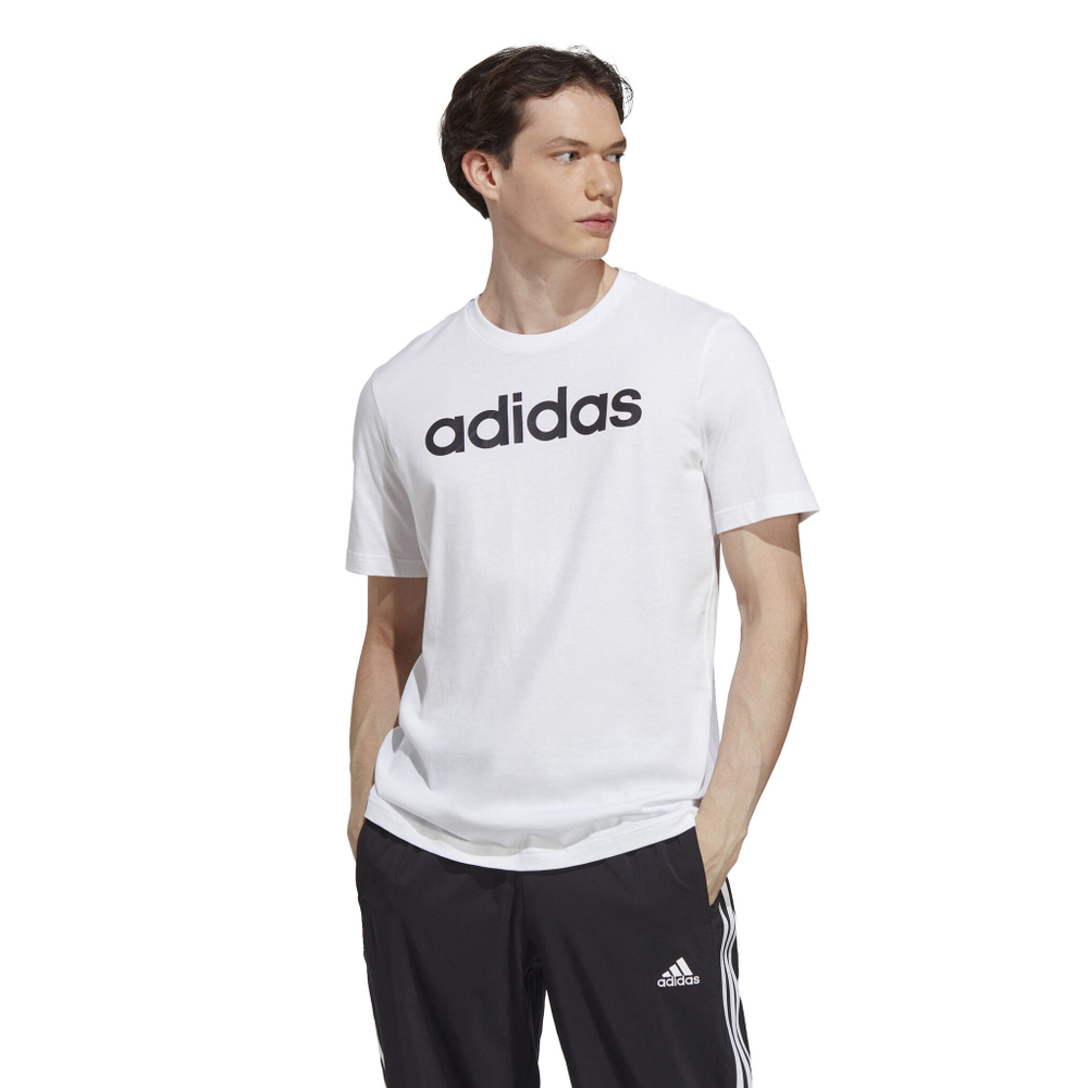 Мужское теннисное поло adidas LIN Singel Jersey T-Shirt Men - White, Black
