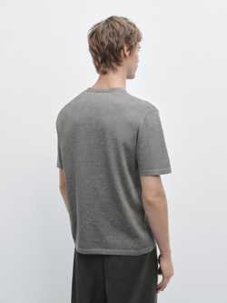 Massimo Dutti Хлопковая футболка с коротким рукавом, серый