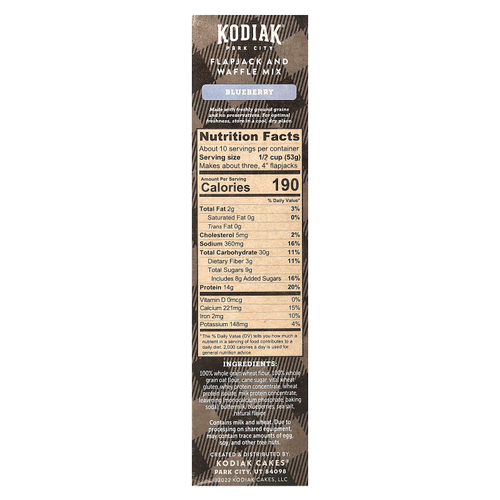 Kodiak Cakes, Power Cakes®, смесь для лепешек и вафель, голубика, 510 г (18 унций)