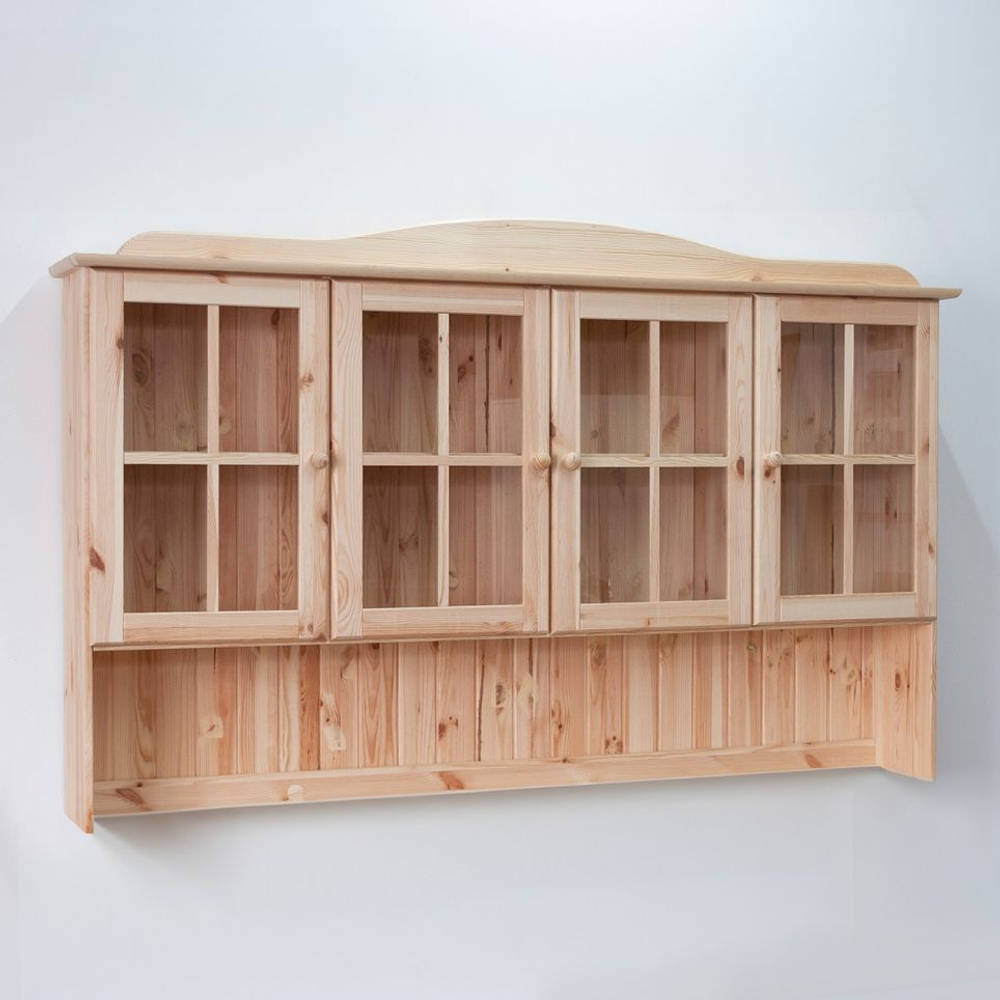 Шкаф Лена 4-дверный из сосны, с полками (верхняя часть буфета Лена), в натуральной отделке