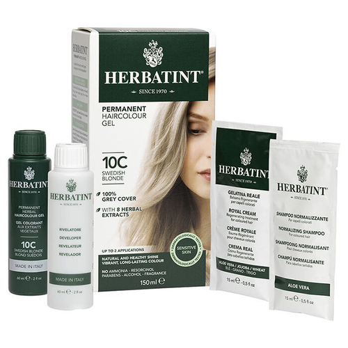 УЦЕНКА Гель-краска для волос тон 10С ШВЕДСКИЙ БЛОНДИН HERBATINT, 150 мл (ПОВРЕЖДЕНА КОРОБКА)