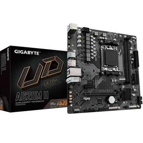 Материнская плата GIGABYTE A620M H (Socket AM5/AMD A620/2xDDR5/PCI-Ex16/PCI-Ex1/M.2/SB/GLAN/DisplayPort/HDMI/mATX) RET