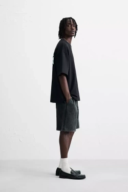 ZARA ТОЛСТОВКА С ГРАФИЧЕСКИМ ПРИНТОМ, МОРСКОЙ СИНИЙ