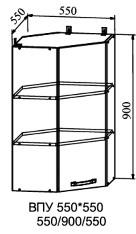 шкаф верхний угловой высокий 550*550 скала