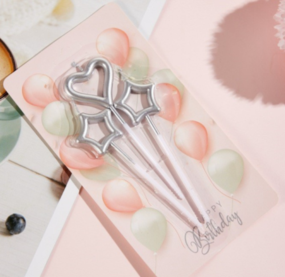 Свечи тортовые серебро 3шт