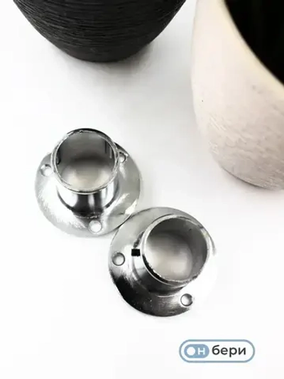 Фланец(КОМПЛЕКТ 2 ШТ) для труб хромированных D-25 мм, высокий, с фиксатором, торговое оборудование, система Джокер