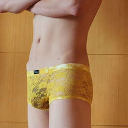Мужские трусы боксеры прозрачные желтые Shino Lace Yellow Boxer
