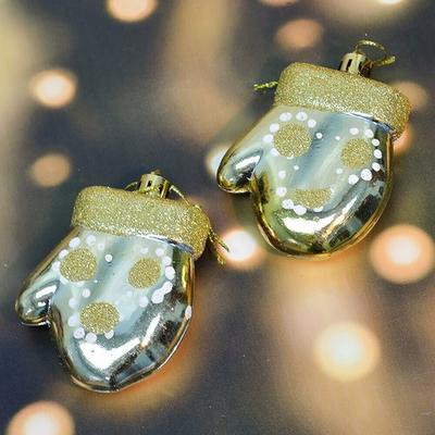 Елочные игрушки 2шт 8см "Рукавички"