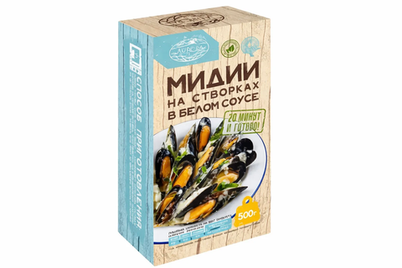 Мидии на створках в белом соусе, 500г