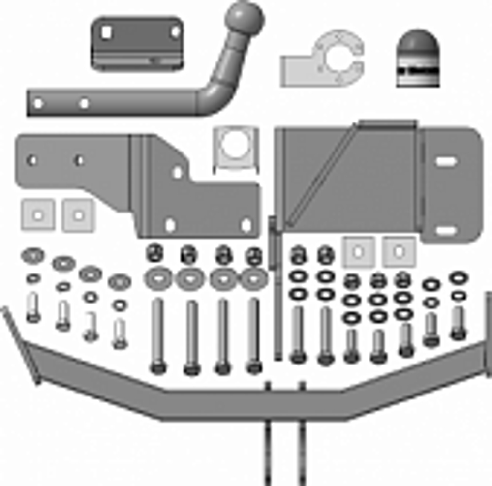 Фаркоп с оцинк. шаром Kia Sorento Prime 2015-2020, Hyundai Santa Fe 2018-2021 крепление шара на двух болтах, (без электрики, паспорт и сертификат в комплекте) Motodor.91006-A