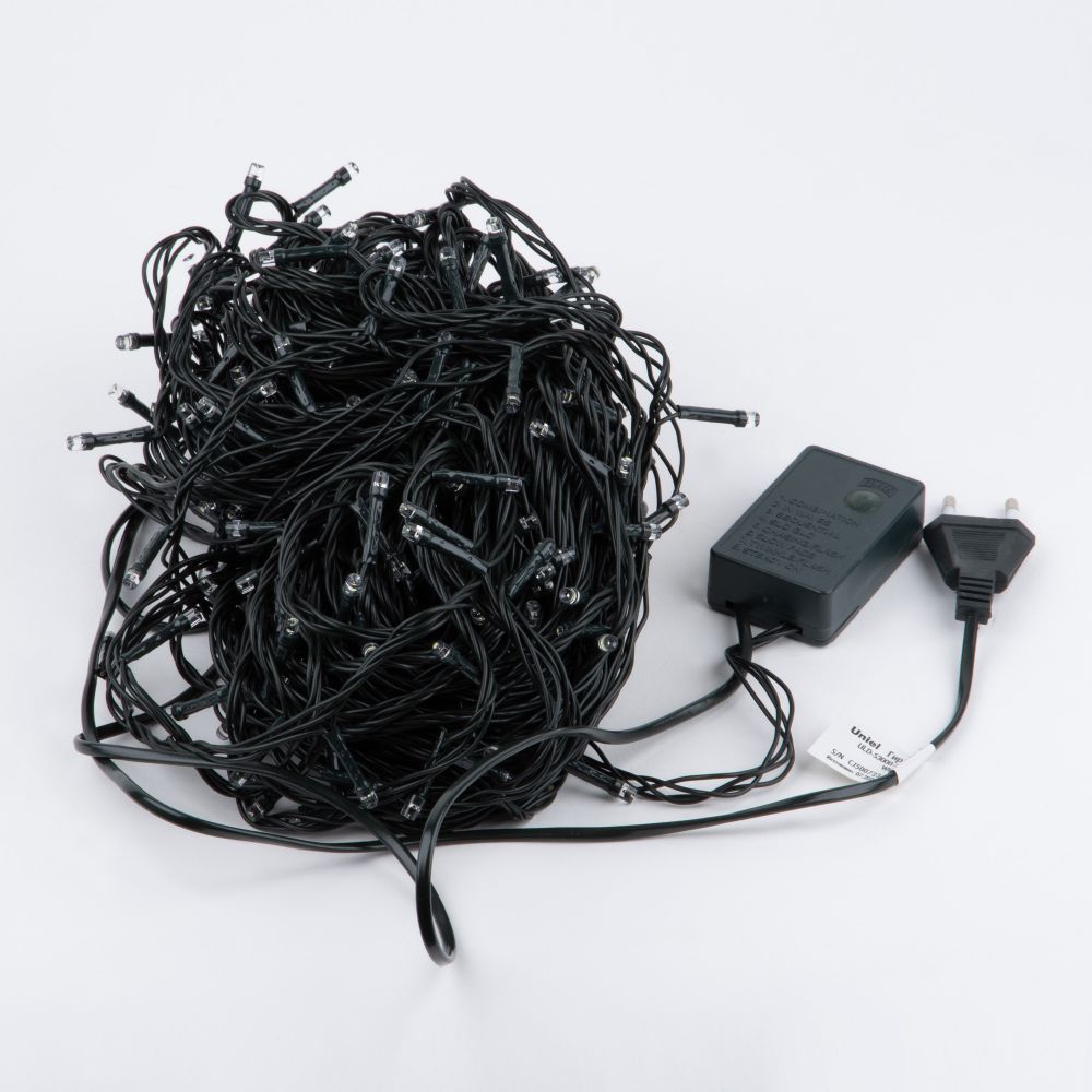 ULD-S3000-300-DGA WARM WHITE IP20 Гирлянда светодиодная. 30м. 300 светодиодов. Теплый белый свет. Провод зеленый. ТМ Uniel