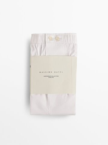 Massimo Dutti Трусы-боксеры из поплина с эластичным поясом, белый