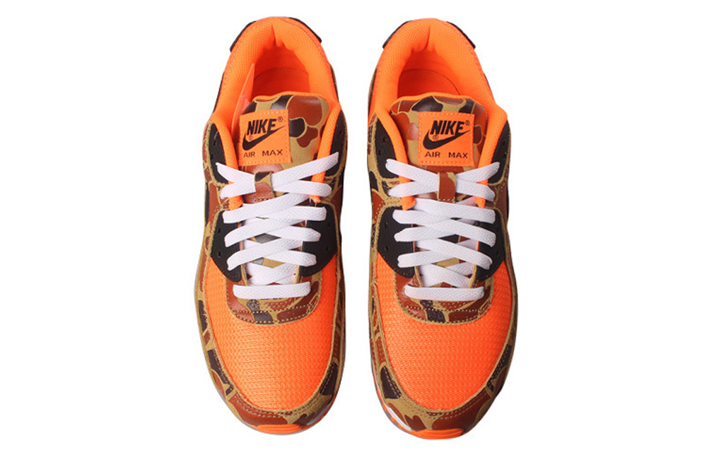 Nike Air Max 90 duck camo orange retro comfortable breathable balanced low-top air cushion casual running shoes men and women with the same violent orange