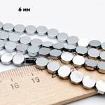 Гематит Шестигранник бусины (имитация), цвет серебристый, размер около 6 мм, цена за отрезок 19 см (1/2 нити)