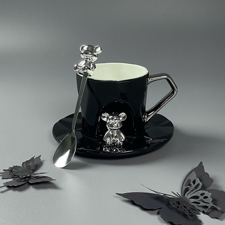 Lenardi 315-075 Чашка 250мл с блюдцем и ложкой в под.уп.(х12)Фарфор